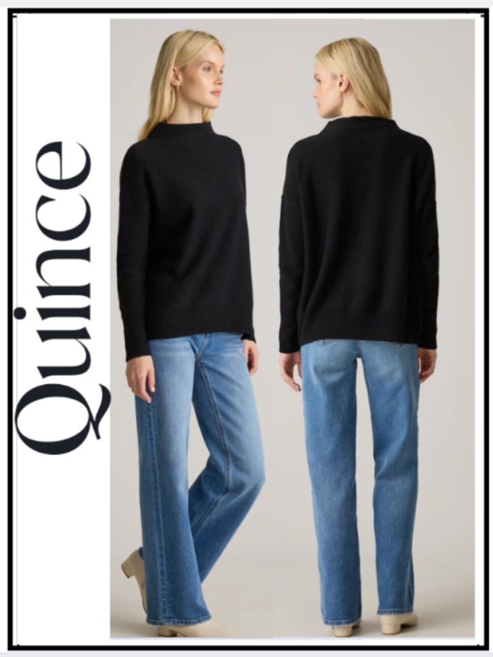 Quince Mongolian Cashmere Funnel Neck Sweater
